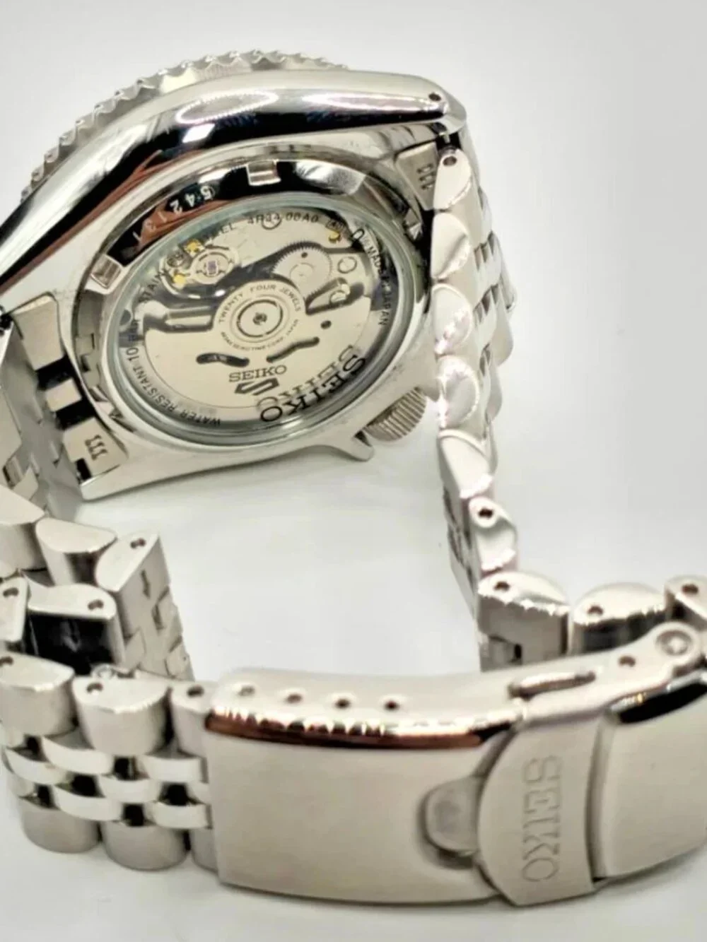 Seiko 5 Sports SSK005 Automatic GMT Orange Dial Mens Watch 43mm Steel Bracelet
